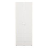 Guardaroba 2 Ante Bianco Opaco Marrone Rovere Nodi Appendiabiti un Ripiano 79x208h cm, 2 Ante - Pomar