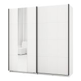 Guardaroba 2 Ante Bianco Opaco Nero 2 Ripiani Appendiabiti 195x205h cm, Apertura Scorrevole - Asilah