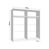 Guardaroba 2 Ante Bianco Opaco Nero 2 Ripiani Appendiabiti 195x205h cm, Apertura Scorrevole - Asilah