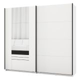 Guardaroba 2 Ante Bianco Opaco Nero 2 Ripiani Appendiabiti 220x205h cm, Apertura Scorrevole - Lalibe