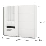 Guardaroba 2 Ante Bianco Opaco Nero 2 Ripiani Appendiabiti 220x205h cm, Apertura Scorrevole - Lalibe