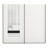 Guardaroba 2 Ante Bianco Opaco Nero 2 Ripiani Appendiabiti 220x205h cm, Apertura Scorrevole - Lalibe