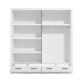 Guardaroba 2 Ante Bianco Opaco Nero 4 Ripiani Appendiabiti 205x216h cm, 2 Cassetti - Copala