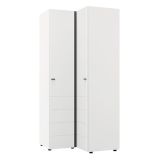 Guardaroba 2 Ante Bianco Opaco Nero 4 Ripiani Appendiabiti 95x208h cm, Apertura Battente - Tavole