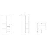 Guardaroba 2 Ante Bianco Opaco Nero 4 Ripiani Appendiabiti 95x208h cm, Apertura Battente - Tavole