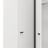 Guardaroba 2 Ante Bianco Opaco Nero 4 Ripiani Appendiabiti 95x208h cm, Apertura Battente - Tavole