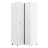 Guardaroba 2 Ante Bianco Opaco Nero 4 Ripiani Appendiabiti 95x208h cm, Apertura Battente - Tavole