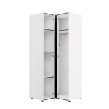 Guardaroba 2 Ante Bianco Opaco Nero 4 Ripiani Appendiabiti 95x208h cm, Apertura Battente - Tavole