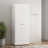 Guardaroba 2 Ante Bianco Opaco Nero Appendiabiti un Ripiano 79x208h cm, 2 Ante - Pomar