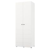 Guardaroba 2 Ante Bianco Opaco Nero Appendiabiti un Ripiano 79x208h cm, 2 Ante - Pomar