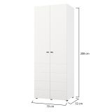 Guardaroba 2 Ante Bianco Opaco Nero Appendiabiti un Ripiano 79x208h cm, 2 Ante - Pomar
