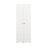 Guardaroba 2 Ante Bianco Opaco Nero Appendiabiti un Ripiano 79x208h cm, 2 Ante - Pomar