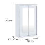 Guardaroba 2 Ante Bianco Traparente 2 Ripiani Appendiabiti 120x195h cm, 2 Ante - Lesela
