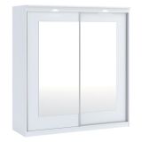 Guardaroba 2 Ante Bianco Traparente 5 Ripiani Appendiabiti 180x195h cm, 2 Ante - Lesale