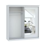Guardaroba 2 Ante Bianco Traparente 5 Ripiani Appendiabiti 180x195h cm, 2 Ante - Lesale