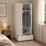 Guardaroba 2 Ante Bianco un Cassetto Appendiabiti 80x180h cm, 2 Ripiani - Vacone