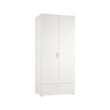 Guardaroba 2 Ante Bianco un Cassetto Appendiabiti 80x180h cm, 2 Ripiani - Vacone