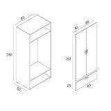 Guardaroba 2 Ante Bianco un Cassetto Appendiabiti 80x180h cm, 2 Ripiani - Vacone
