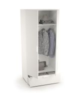 Guardaroba 2 Ante Bianco un Cassetto Appendiabiti 80x180h cm, 2 Ripiani - Vacone