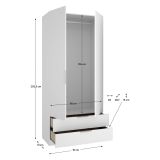 Guardaroba 2 Ante Bianco un Ripiano Appendiabiti 51x204h cm, 2 Cassetti - Montclare