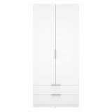Guardaroba 2 Ante Bianco un Ripiano Appendiabiti 51x204h cm, 2 Cassetti - Montclare