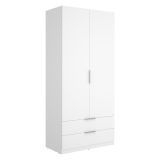Guardaroba 2 Ante Bianco un Ripiano Appendiabiti 51x204h cm, 2 Cassetti - Montclare
