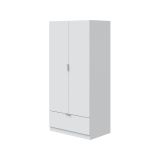 Guardaroba 2 Ante Bianco un Ripiano Appendiabiti 80x170h cm, un Cassetto - Budoia