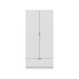 Guardaroba 2 Ante Bianco un Ripiano Appendiabiti 80x170h cm, un Cassetto - Budoia