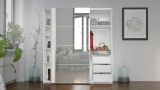 Guardaroba 2 ante Blandina, Mobile camera da letto, Cabina armadio portabiti, Armadio appendiabiti, 182x64 h202 cm, Bianco