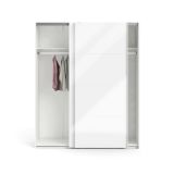 Guardaroba 2 ante Christa, Mobile camera da letto, Cabina armadio portabiti, Armadio appendiabiti, 182x62 h220 cm, Bianco