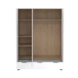Guardaroba 2 ante Christiana, Mobile camera da letto, Cabina armadio portabiti, Armadio appendiabiti, 58x147 h201 cm, Rovere e Bianco