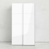 Guardaroba 2 ante Clarine, Mobile camera da letto, Cabina armadio portabiti, Armadio appendiabiti, 122x62 h220 cm, Bianco
