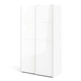 Guardaroba 2 ante Clarine, Mobile camera da letto, Cabina armadio portabiti, Armadio appendiabiti, 122x62 h220 cm, Bianco