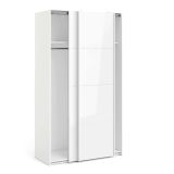 Guardaroba 2 ante Clarine, Mobile camera da letto, Cabina armadio portabiti, Armadio appendiabiti, 122x62 h220 cm, Bianco
