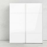 Guardaroba 2 ante Clary, Mobile camera da letto, Cabina armadio portabiti, Armadio appendiabiti, 182x62 h220 cm, Bianco