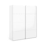 Guardaroba 2 ante Clary, Mobile camera da letto, Cabina armadio portabiti, Armadio appendiabiti, 182x62 h220 cm, Bianco