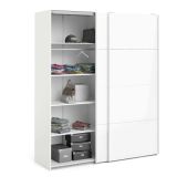 Guardaroba 2 ante Clary, Mobile camera da letto, Cabina armadio portabiti, Armadio appendiabiti, 182x62 h220 cm, Bianco