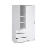 Guardaroba 2 ante Clemence, Mobile camera da letto, Cabina armadio portabiti, Armadio appendiabiti, 60x119 h200 cm, Bianco