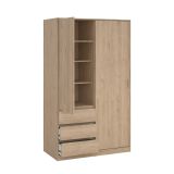 Guardaroba 2 ante Clemence, Mobile camera da letto, Cabina armadio portabiti, Armadio appendiabiti, 60x119 h200 cm, Rovere