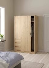 Guardaroba 2 ante Clemence, Mobile camera da letto, Cabina armadio portabiti, Armadio appendiabiti, 60x119 h200 cm, Rovere
