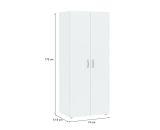 Guardaroba 2 ante Cork, Mobile camera da letto, Cabina armadio portabiti, Armadio appendiabiti, 74x52 h179 cm, Bianco