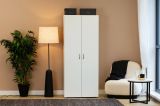 Guardaroba 2 ante Cork, Mobile camera da letto, Cabina armadio portabiti, Armadio appendiabiti, 74x52 h179 cm, Bianco