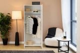 Guardaroba 2 ante Cork, Mobile camera da letto, Cabina armadio portabiti, Armadio appendiabiti, 74x52 h179 cm, Bianco