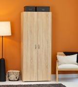 Guardaroba 2 ante Cork, Mobile camera da letto, Cabina armadio portabiti, Armadio appendiabiti, 74x52 h179 cm, Rovere