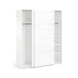 Guardaroba 2 ante Cyrill, Mobile camera da letto, Cabina armadio portabiti, Armadio appendiabiti, 62x182 h220 cm, Bianco