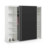 Guardaroba 2 ante Damienne, Mobile camera da letto, Cabina armadio portabiti, Armadio appendiabiti, 61x243 h220 cm, Bianco e Nero