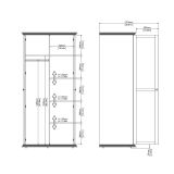 Guardaroba 2 ante Daphne, Mobile camera da letto, Cabina armadio portabiti, Armadio appendiabiti, 63x96 h200 cm, Bianco