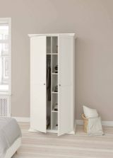Guardaroba 2 ante Daphne, Mobile camera da letto, Cabina armadio portabiti, Armadio appendiabiti, 63x96 h200 cm, Bianco
