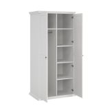 Guardaroba 2 ante Daphne, Mobile camera da letto, Cabina armadio portabiti, Armadio appendiabiti, 63x96 h200 cm, Bianco