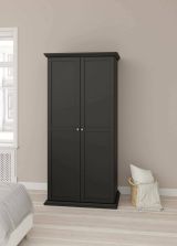 Guardaroba 2 ante Daphne, Mobile camera da letto, Cabina armadio portabiti, Armadio appendiabiti, 63x96 h200 cm, Nero